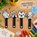 🎨 Pack de 4 Marcapáginas para Pintar + 4 Rotuladores