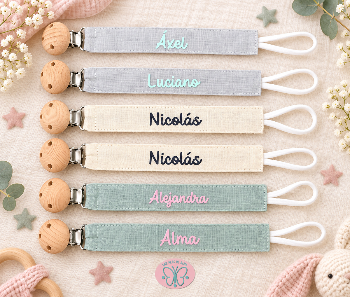 🍼 Chupeteros personalizados con nombre