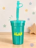 Vaso personalizado con tapa y pajita 🥤