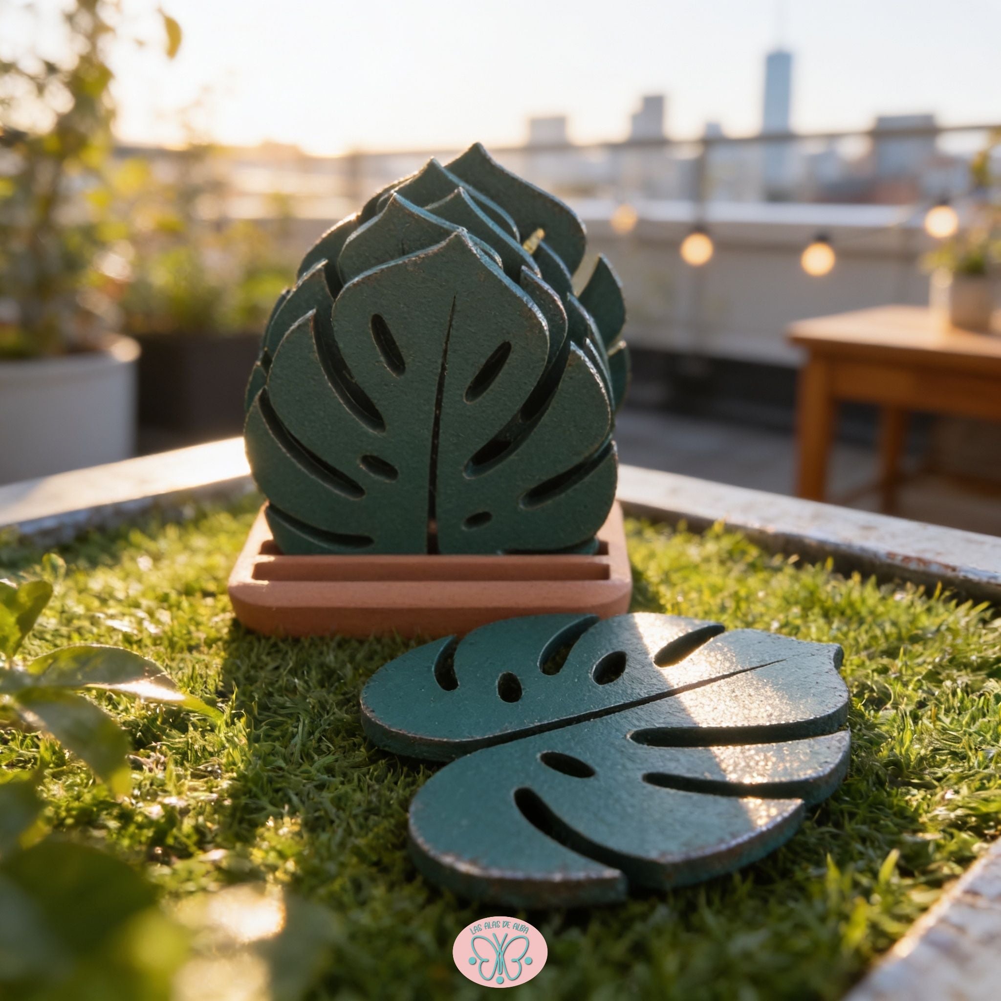Conjunto de posavasos hoja Monstera