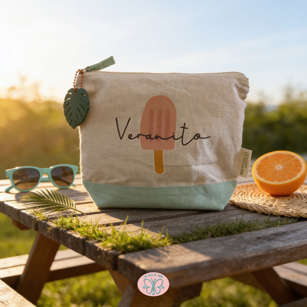 🌿 Neceser de algodón reciclado – Diseño Verano